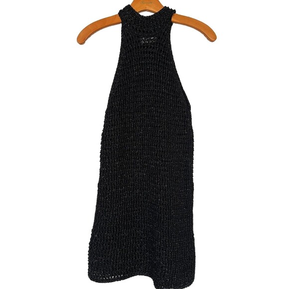 MNG Mango Black Metallic Lurex Halter Neck Mini Dress, Size 4 Bodycon Modern Fit - Picture 5 of 12
